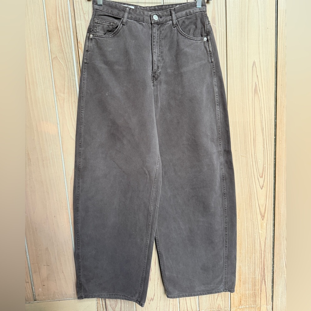 Zara Charcoal Gray High-Waist Straight Jeans